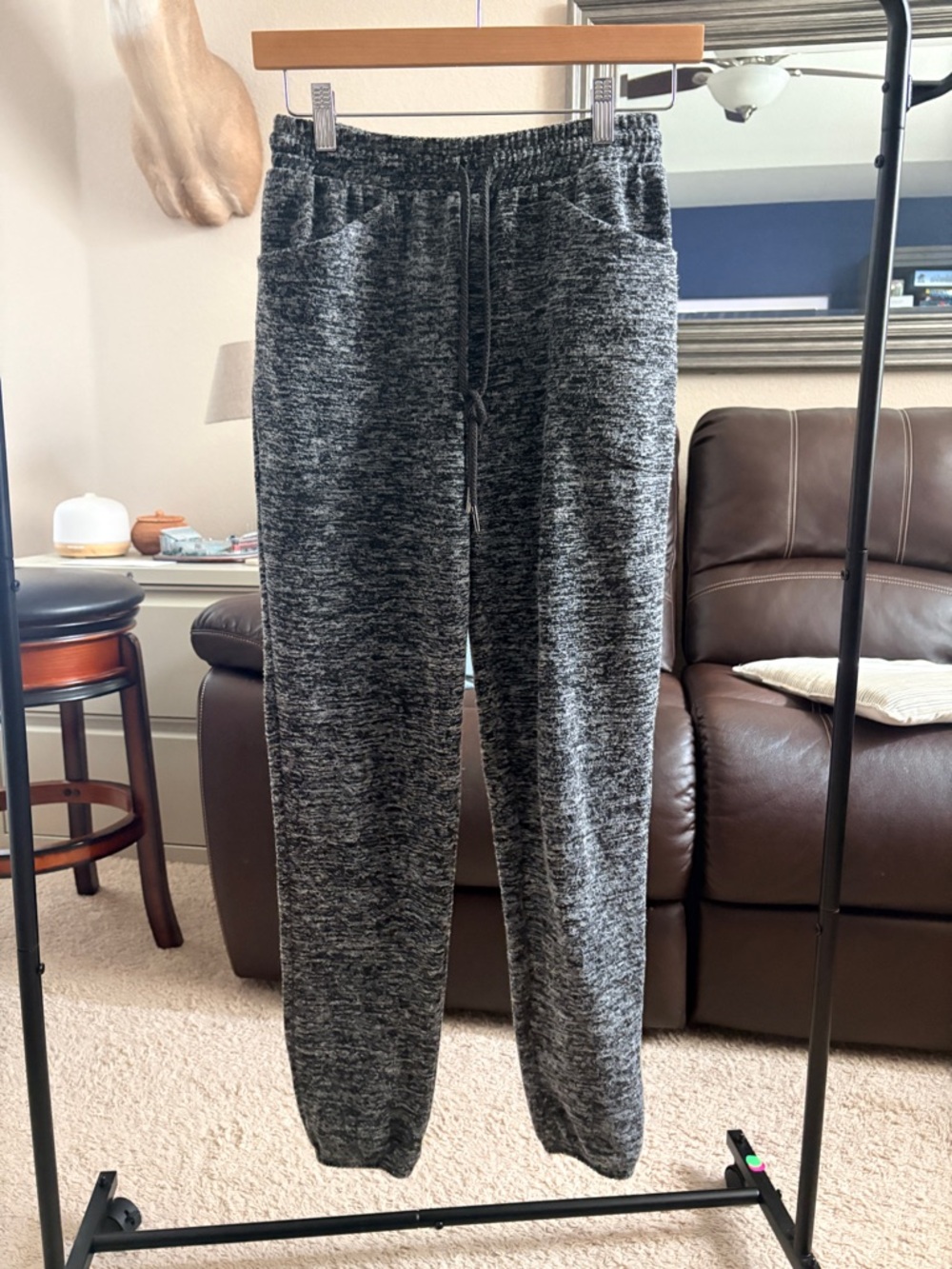 Charcoal Fuzzy Joggers - Black & Gray